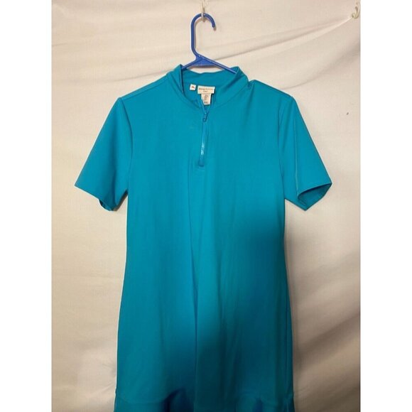 Tommy Bahama Golf Dress Knee Length Size Large L Zip Front Aqua Short Sleeve - Picture 1 of 4